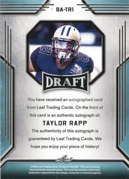 2019 Leaf Draft - Autographs #BA-TR1 Taylor Rapp Back