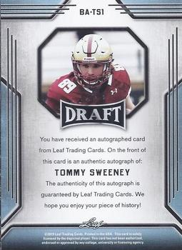 2019 Leaf Draft - Autographs #BA-TS1 Tommy Sweeney Back