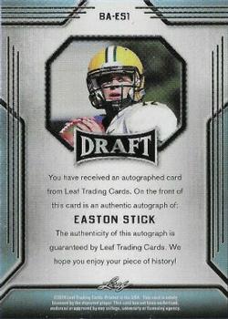 2019 Leaf Draft - Autographs Gold #BA-ES1 Easton Stick Back