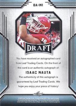 2019 Leaf Draft - Autographs Gold #BA-IN1 Isaac Nauta Back