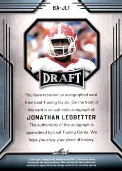 2019 Leaf Draft - Autographs Gold #BA-JL1 Jonathan Ledbetter Back