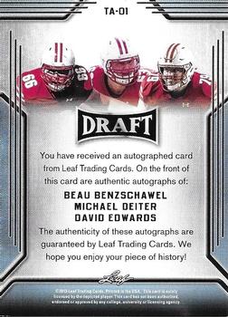 2019 Leaf Draft - Triple Autograph #TA-01 Beau Benzschawel / Michael Deiter / David Edwards Back