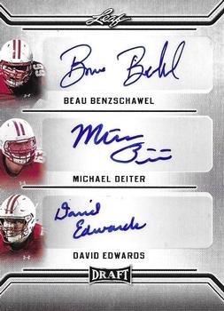 2019 Leaf Draft - Triple Autograph #TA-01 Beau Benzschawel / Michael Deiter / David Edwards Front