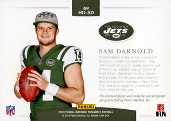 2018 Panini National Treasures - Rookie Hats Off Signatures NFL Shield #HO-SD Sam Darnold Back