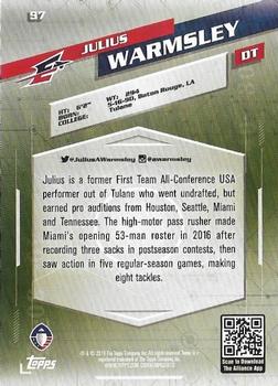 2019 Topps AAF - Red #97 Julius Warmsley Back