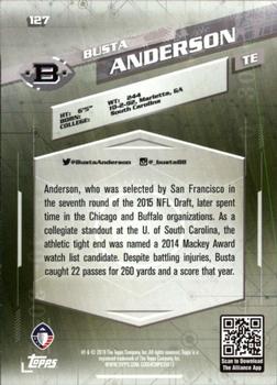 2019 Topps AAF - Red #127 Busta Anderson Back