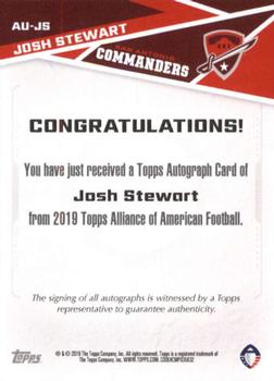 2019 Topps AAF - Autograph #AU-JS Josh Stewart Back