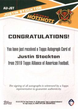 2019 Topps AAF - Autograph #AU-JST Justin Stockton Back
