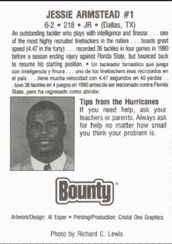 1991 Bounty Miami Hurricanes #NNO Jessie Armstead Back