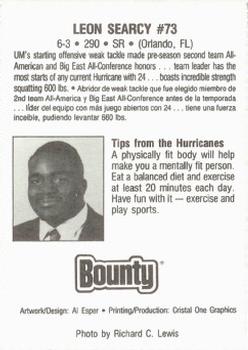 1991 Bounty Miami Hurricanes #NNO Leon Searcy Back