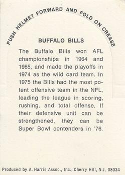 1976 Sunbeam NFL Stand-ups - No Sunbeam Logo #NNO Buffalo Bills Back