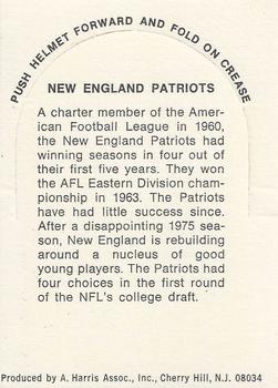 1976 Sunbeam NFL Stand-ups - No Sunbeam Logo #NNO New England Patriots Back