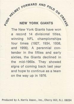 1976 Sunbeam NFL Stand-ups - No Sunbeam Logo #NNO New York Giants Back