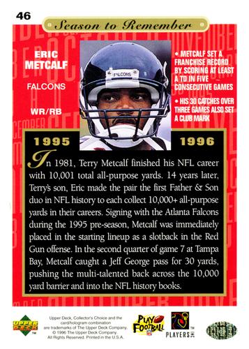 1996 Collector's Choice Season to Remember Blow-ups #46 Eric Metcalf Back