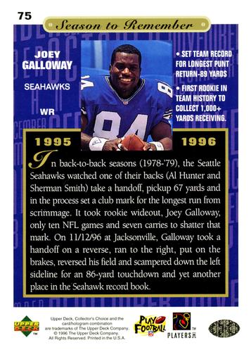 1996 Collector's Choice Season to Remember Blow-ups #75 Joey Galloway Back