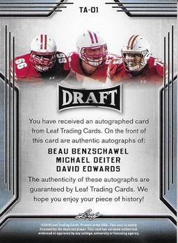 2019 Leaf Draft - Triple Autograph Gold #TA01 Beau Benzschawel / Michael Deiter / David Edwards Back