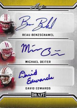 2019 Leaf Draft - Triple Autograph Gold #TA01 Beau Benzschawel / Michael Deiter / David Edwards Front