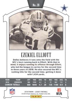 2019 Panini Legacy #28 Ezekiel Elliott Back