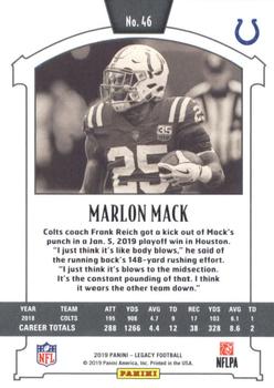 2019 Panini Legacy #46 Marlon Mack Back