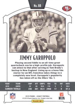 2019 Panini Legacy #88 Jimmy Garoppolo Back