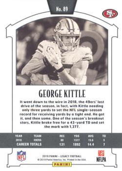 2019 Panini Legacy #89 George Kittle Back