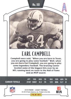 2019 Panini Legacy #101 Earl Campbell Back