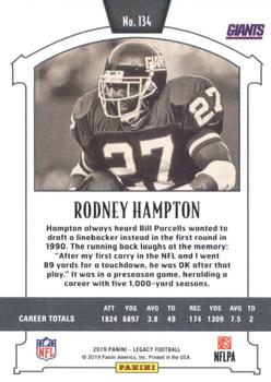 2019 Panini Legacy #134 Rodney Hampton Back