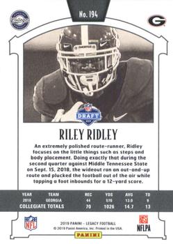 2019 Panini Legacy #194 Riley Ridley Back