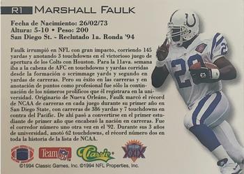 1995 Classic NFL Experience - Rookies Spanish #R1 Marshall Faulk Back