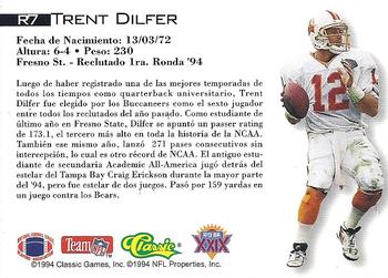 1995 Classic NFL Experience - Rookies Spanish #R7 Trent Dilfer Back