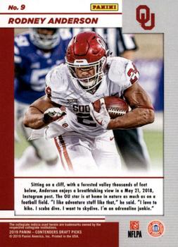 2019 Panini Contenders Draft Picks Collegiate - Game Day Ticket #9 Rodney Anderson Back