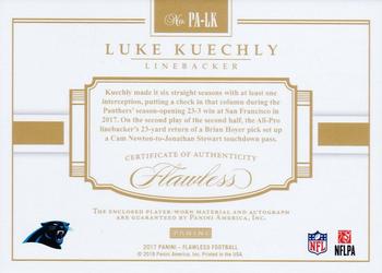 2018 Panini Flawless - 2017 Flawless Patch Autographs Sapphire #PA-LK Luke Kuechly Back