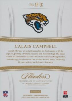 2018 Panini Flawless - All-Pro Ink Platinum #AP-CC Calais Campbell Back