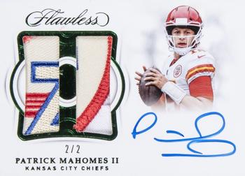 2018 Panini Flawless - Dual Patch Autographs Emerald #DPA-PM Patrick Mahomes II Front
