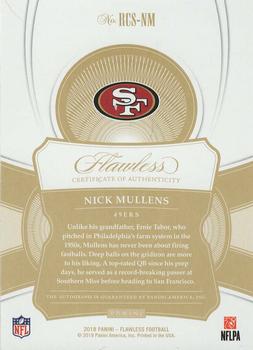 2018 Panini Flawless - Flawless Rookie Signatures #RCS-NM Nick Mullens Back