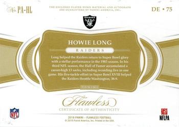 2018 Panini Flawless - Patch Autographs Ruby #PA-HL Howie Long Back