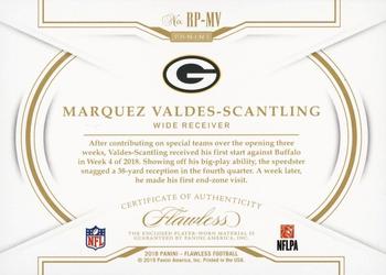 2018 Panini Flawless - Rookie Patches Emerald #RP-MV Marquez Valdes-Scantling Back
