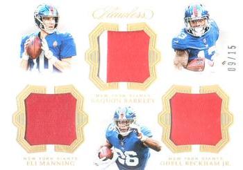 2018 Panini Flawless - Triple Patches #TP-NY Odell Beckham Jr. / Eli Manning / Saquon Barkley Front