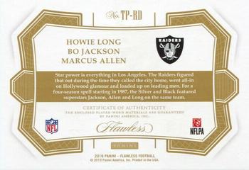 2018 Panini Flawless - Triple Patches Emerald #TP-RD Bo Jackson / Howie Long / Marcus Allen Back