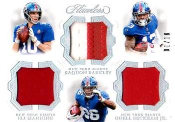 2018 Panini Flawless - Triple Patches Silver #TP-NY Odell Beckham Jr. / Eli Manning / Saquon Barkley Front