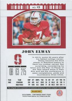2019 Panini Contenders Draft Picks Collegiate - Bowl Ticket #49 John Elway Back