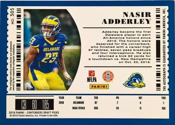 2019 Panini Contenders Draft Picks Collegiate - Bowl Ticket #305 Nasir Adderley Back