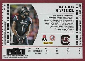 2019 Panini Contenders Draft Picks Collegiate - Fame Ticket #131 Deebo Samuel Back