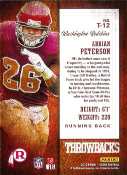 2019 Score - Throwbacks Red #T-12 Adrian Peterson Back