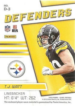 2019 Score - Defenders Jerseys #D-3 T.J. Watt Back
