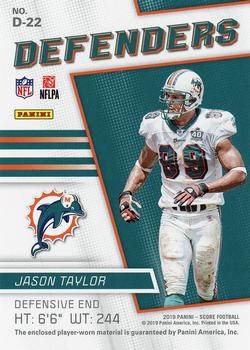 2019 Score - Defenders Jerseys #D-22 Jason Taylor Back