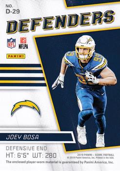 2019 Score - Defenders Jerseys Prime #D-29 Joey Bosa Back