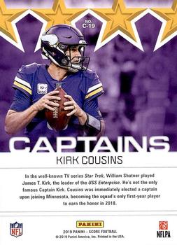 2019 Score - Captains #C-19 Kirk Cousins Back