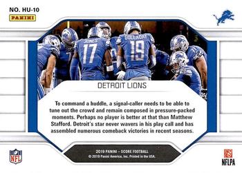 2019 Score - Huddle Up #HU-10 Detroit Lions Back