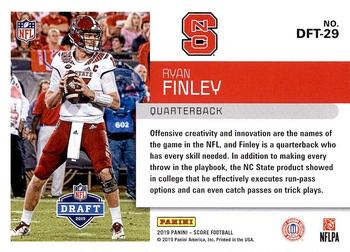 2019 Score - NFL Draft 2019 #DFT-29 Ryan Finley Back